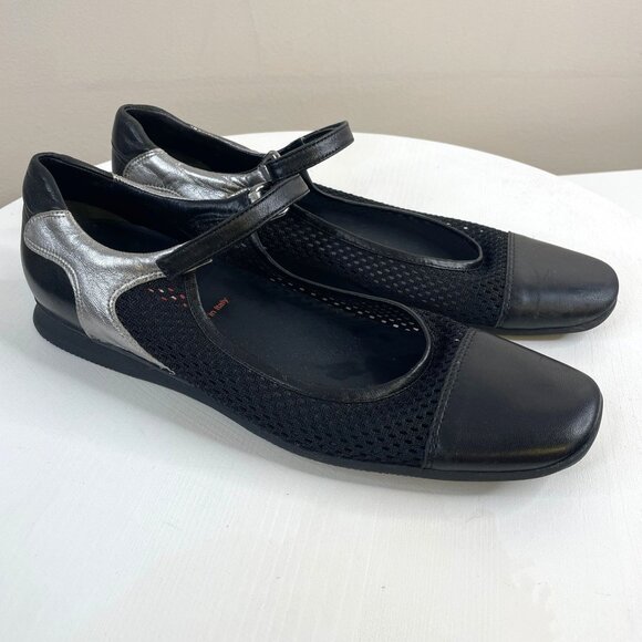 Prada Y2K Womens Mesh Mary Jane Sneakers Size 8 38 Black Silver Quiet Luxury - Picture 1 of 16